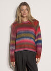 Chunky Knit Tonal Stripe Jumper, Navy, large