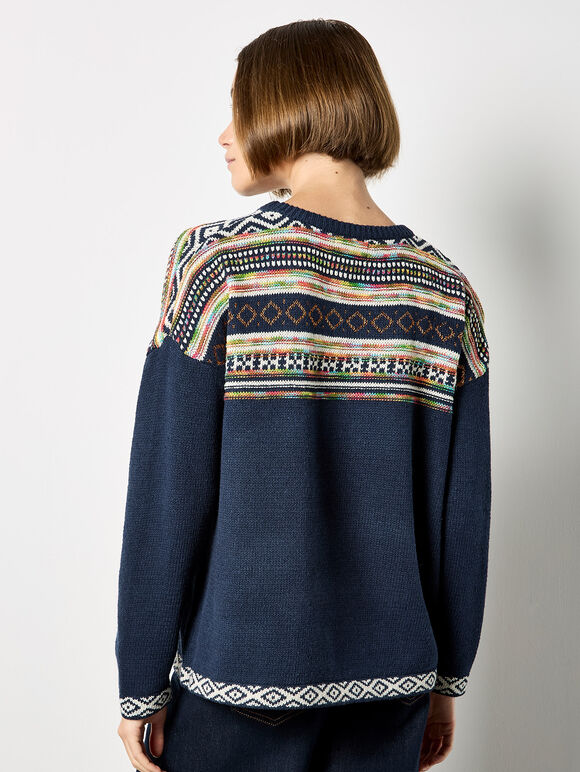 Multi Pattern Jumper, Navy, large