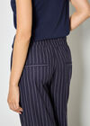 Pinstripe Linen Blend Wide-Leg Trousers, Navy, large