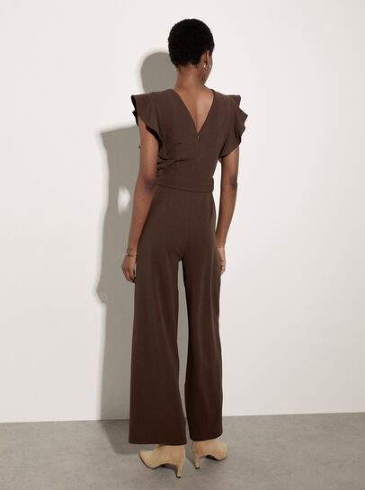 Ruffle Sleeve Jersey Jumpsuit