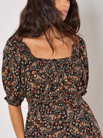 Floral Paisley Milkmaid Maxi Dress