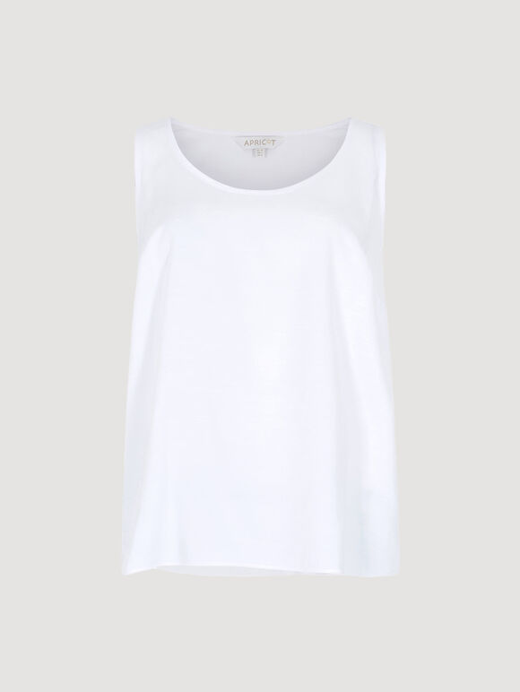 Soft Satin Tank Top, Cream, large