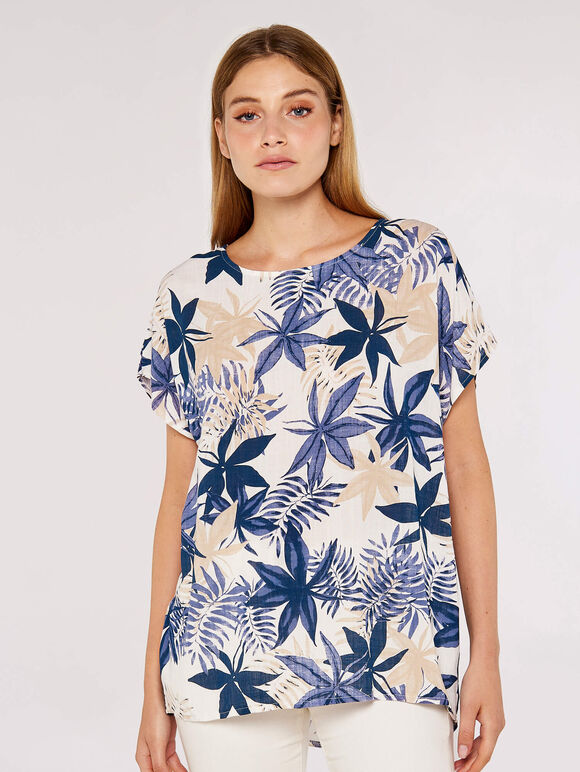 Ornamental Leaf Top, Blue, large
