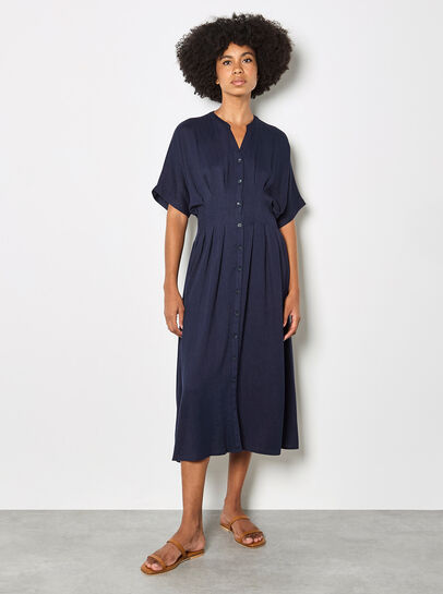 Pleated Shirt Midi Dress
