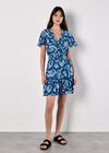 Sarasa Floral Wrap Mini Dress, Blue, large