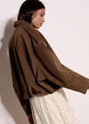 Suedette Bubble Hem Batwing Jacket, Brown, large