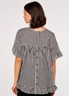 Gingham Ruffle Top, Black, large