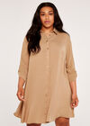Curve Shirt Swing Dress, Stone, large