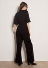 Jersey Crepe Straight-Leg Jumpsuit, Black, large