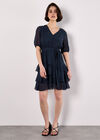 Rhinestone Sparkle Chiffon Mini Dress, Navy, large