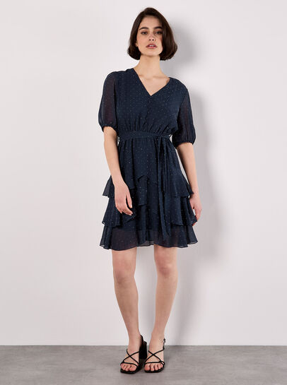 Diamante Embellished Chiffon Mini Dress