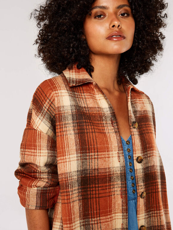 Plaid Check Shirt , Rust, large