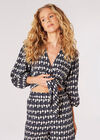 Geo Shell Cropped Top, Navy, large