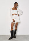 Smocked Crop Top, White, large