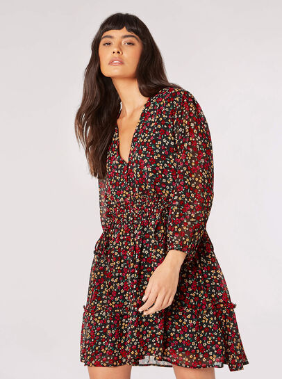 Ditsy Floral Ruched Mini Dress