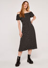 Spot Bardot Midi Dress, Black, large
