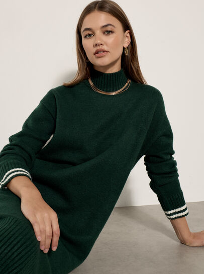 Tipped Knitted Jumper Midi Dress