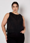 Cotton Lace Bow Top, Black, large