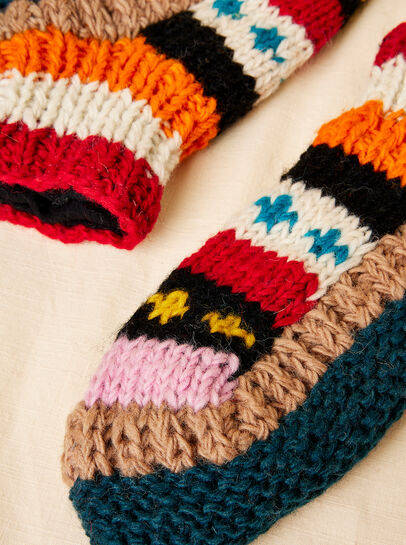 Hand Knit Multicolour Stripe Socks
