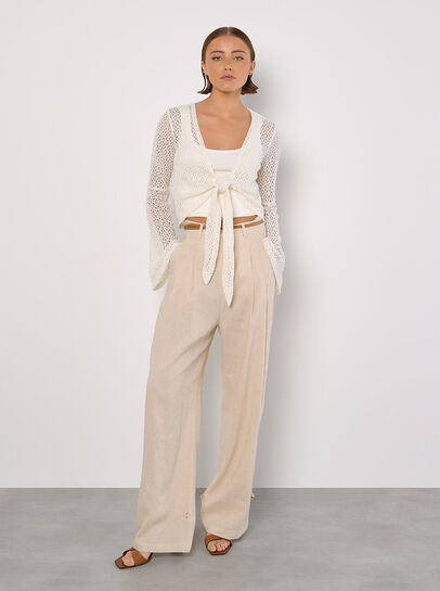 Crochet Mesh Bell Sleeve Cardigan