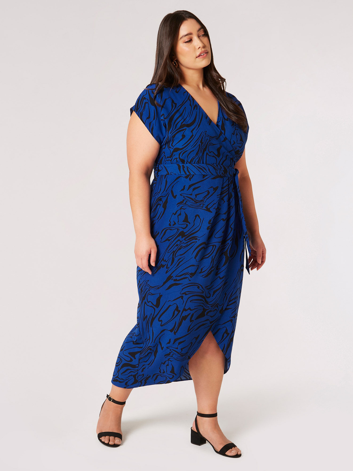 Plus plunge wrap midi dress online