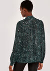 Leopard Pussybow Blouse, Green, large