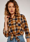Check Tie Front Shirt, Rust, large