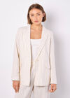 Pinstripe Linen Blend Blazer, Stone, large
