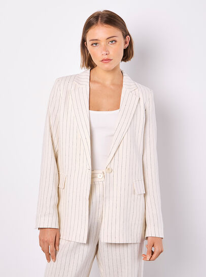 Pinstripe Linen Blend Blazer