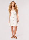 Linen Blend Shirt Mini Dress, Stone, large