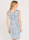 Oriental Floral Collared Dress, Cream, large