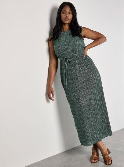 Curve Sparkle Plisse Midi Dress