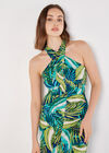 Painterly Tropical Jersey Maxi Dress, Blue, large