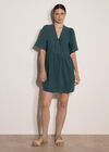 Textured Lace-Up Mini Dress, Green, large