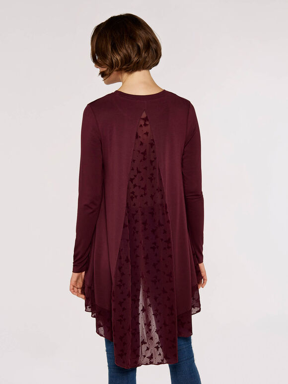 Butterfly Lace Panel Top, Burgundy, large