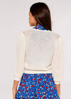 Knitted Scallop Crop Cardigan, Cream, large