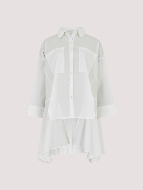 Oversized Statement Cotton Shirt, White, large