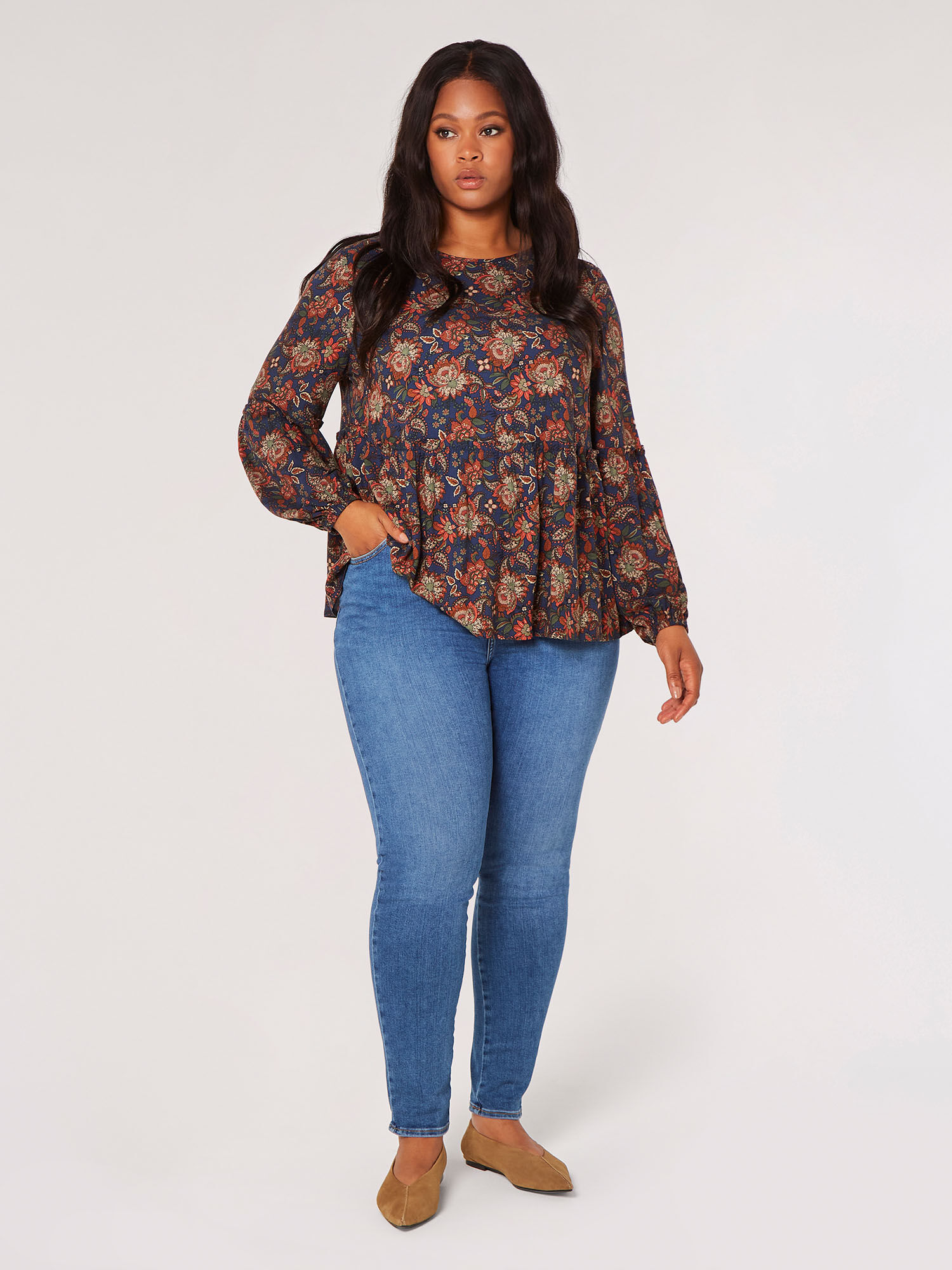 Navy best sale ruffle top