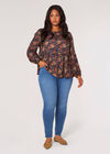 Curve Sarasa Floral Ruffle Top, Navy, large