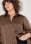 Curve Retro Diamond Satin Shirt, Rust, large