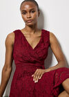 Floral Lace Fit And Flare Mini Dress, Burgundy, large
