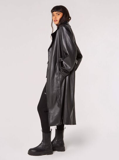 Leather-Look Trench Coat