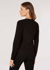 Cut-Out Detail Ribbed Jumper, Black, large