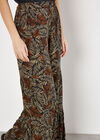 Batik Leaves Tiered Wide-Leg Trousers, Black, large