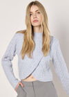Cable Knit Wrap Jumper, Blue, large