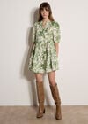 Floral Print Cotton Mini Dress, Green, large