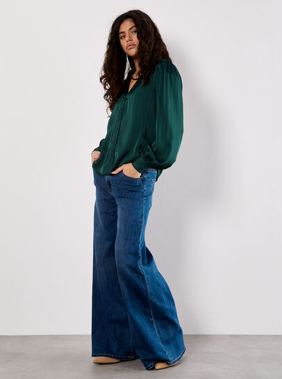 Satin Self-Stripe Blouse