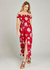 Poppy & Daisy Floral Bardot Maxi Dress, Red, large