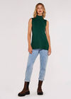 Roll Neck  Knit Top, Green, large