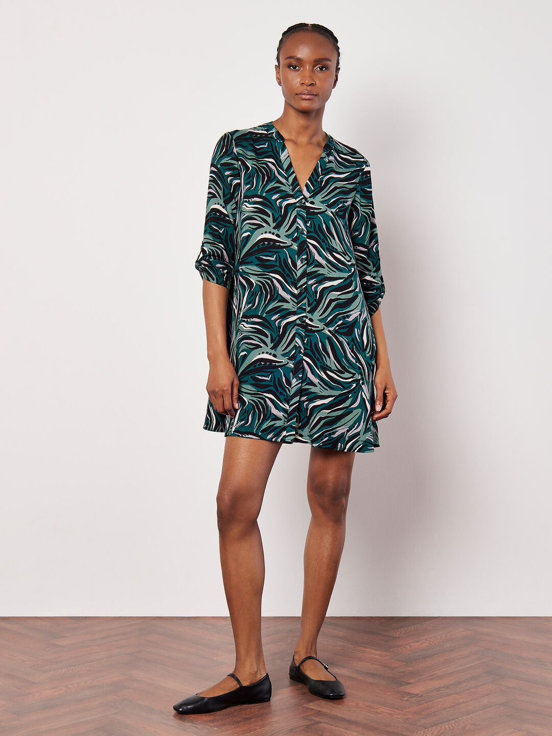 Abstract Swirl Shirt Mini Dress